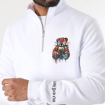Teddy Yacht Club - Art Series Dripping Felpa a collo alto con zip, bianco
