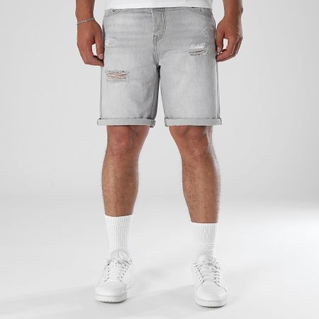 LBO - Pantaloncini di jeans rilassati e distrutti 0326 Grigio