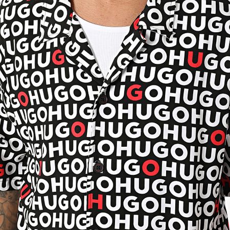 HUGO - Camicia a maniche corte da spiaggia 50540065 Nero Bianco Rosso