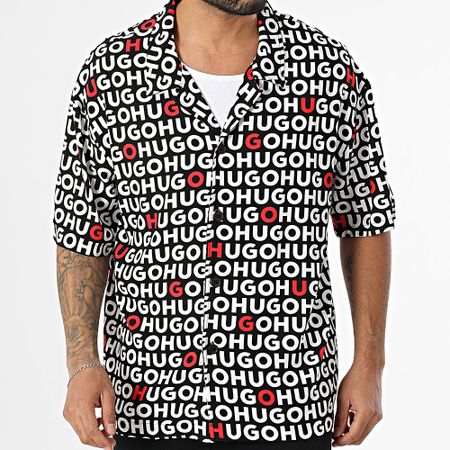 HUGO - Camicia a maniche corte da spiaggia 50540065 Nero Bianco Rosso