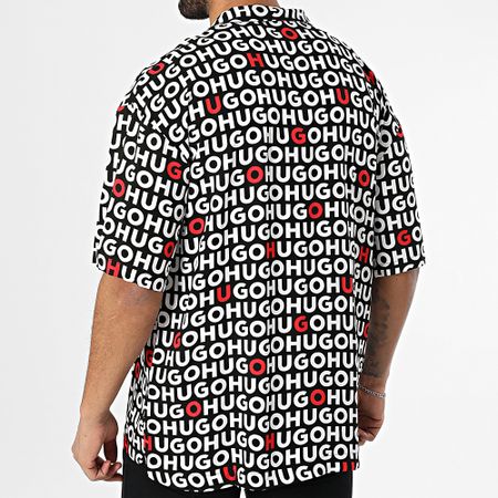 HUGO - Camicia a maniche corte da spiaggia 50540065 Nero Bianco Rosso