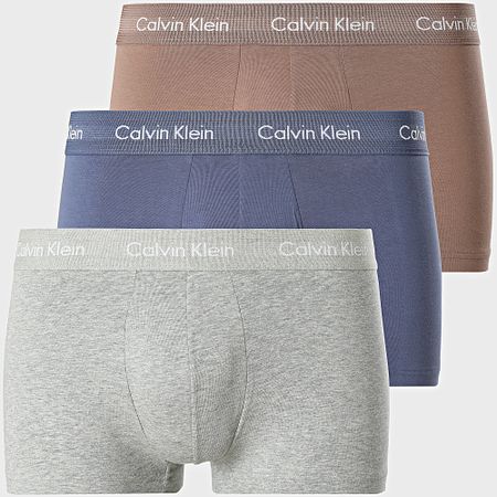 Calvin Klein - Set di 3 boxer U2664G Beige Grigio erica Blu ardesia