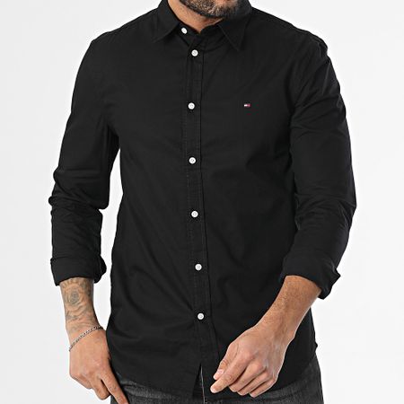 Tommy Hilfiger - Camicia a maniche lunghe Flex Popeline Kent Collar 8137 Nero