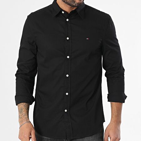 Tommy Hilfiger - Camicia a maniche lunghe Flex Popeline Kent Collar 8137 Nero