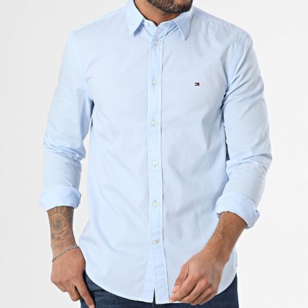 Tommy Hilfiger - Camicia a maniche lunghe Flex Popeline Kent Collar 8137 Azzurro