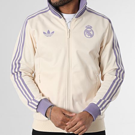 Adidas Originals - Felpa con zip Real Madrid IY0058 Beige Viola