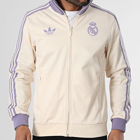 Adidas Originals - Felpa con zip Real Madrid IY0058 Beige Viola