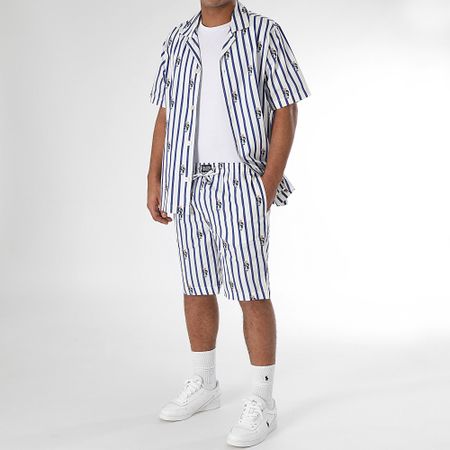 Polo Ralph Lauren - Set di camicia a maniche corte e pantaloncini polo blu navy e bianchi