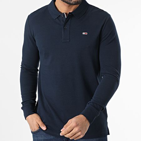 Tommy Jeans - Abbottonatura Slim Polo a manica lunga 0232 Navy