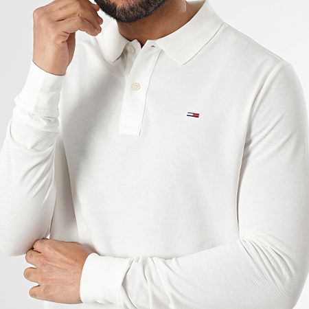 Tommy Jeans - Abbottonatura Slim Polo a manica lunga 0232 Bianco