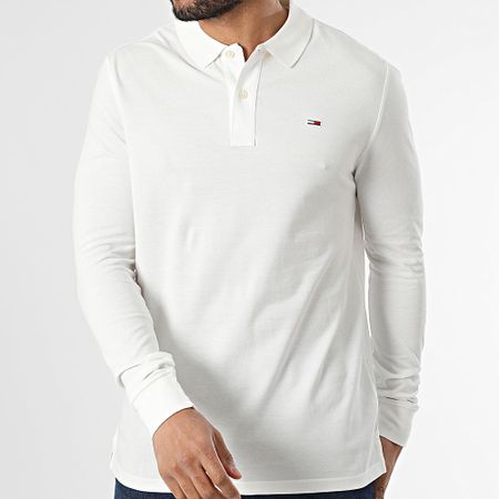 Tommy Jeans - Abbottonatura Slim Polo a manica lunga 0232 Bianco
