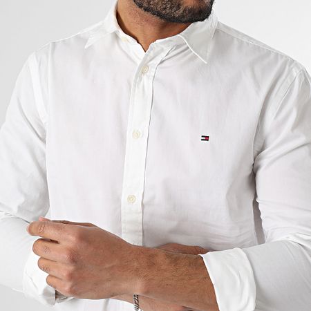 Tommy Hilfiger - Camicia a maniche lunghe Flex Popeline Kent Collar 8137 Bianco