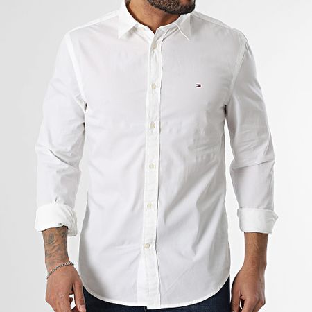 Tommy Hilfiger - Camicia a maniche lunghe Flex Popeline Kent Collar 8137 Bianco