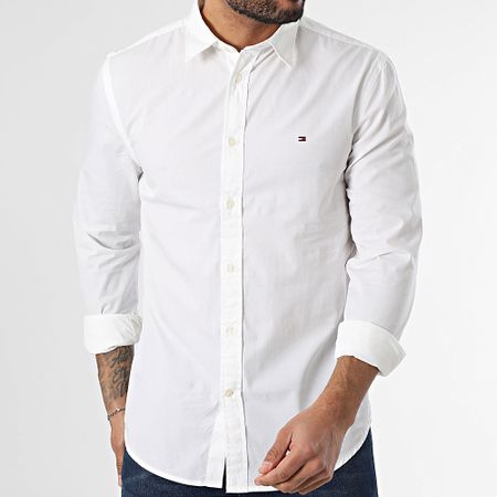 Tommy Hilfiger - Camicia a maniche lunghe Flex Popeline Kent Collar 8137 Bianco