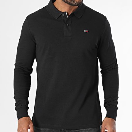 Tommy Jeans - Abbottonatura Slim Polo a manica lunga 0232 Nero