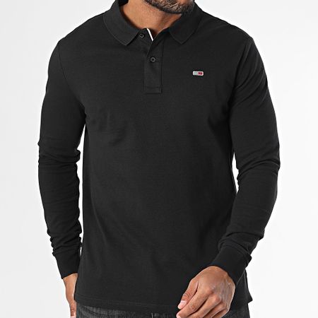 Tommy Jeans - Abbottonatura Slim Polo a manica lunga 0232 Nero