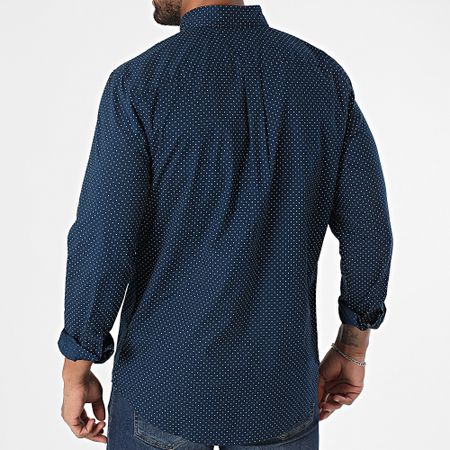Tommy Hilfiger - Flex Popeline Polka 7554 Camicia a maniche lunghe blu navy