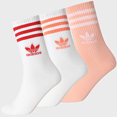 Adidas Originals - 3 paia di calzini JI9472 Bianco Arancione Rosso Chiaro