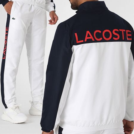 Lacoste - Tuta da ginnastica con logo coccodrillo bianco della Marina