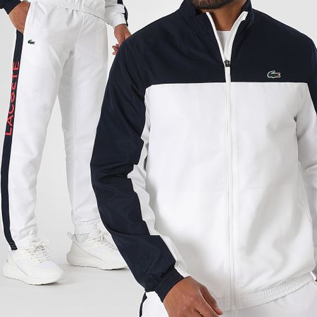 Lacoste - Tuta da ginnastica con logo coccodrillo bianco della Marina
