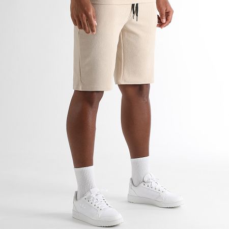 LBO - Set canotta e pantaloncini da jogging con texture Waffle 1757 Beige