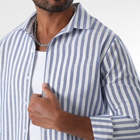 LBO - Set camicia a maniche lunghe e pantaloni a righe larghe 1766 azzurro bianco