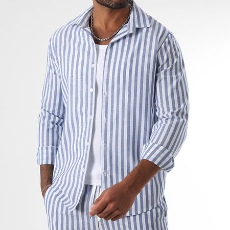 LBO - Set camicia a maniche lunghe e pantaloni a righe larghe 1766 azzurro bianco