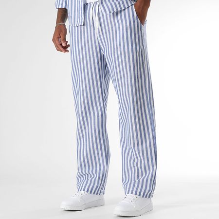 LBO - Set camicia a maniche lunghe e pantaloni a righe larghe 1766 azzurro bianco