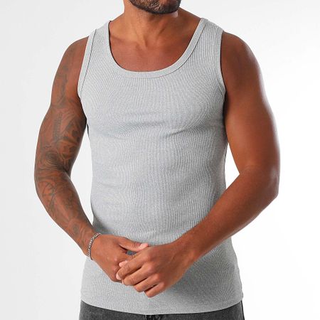LBO - Set di 3 canottiere a coste 1798 nero bianco grigio erica