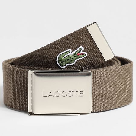 Lacoste - Cintura con logo coccodrillo ricamato marrone
