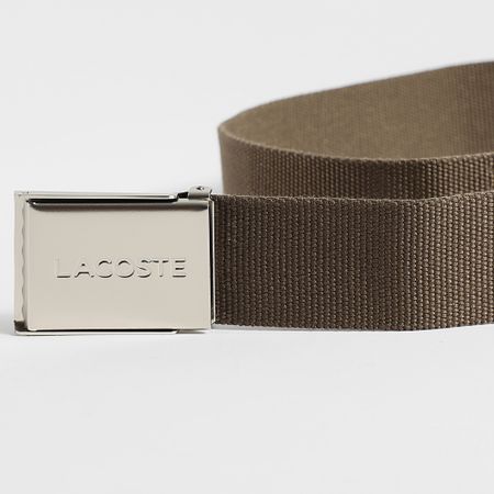 Lacoste - Cintura con logo coccodrillo ricamato marrone