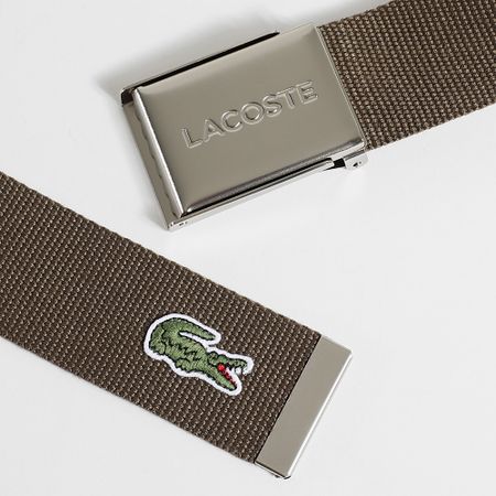 Lacoste - Cintura con logo coccodrillo ricamato marrone