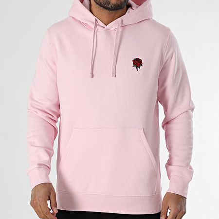 Luxury Lovers - Felpa con cappuccio con ricamo di rose rosa