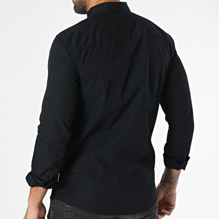 Only And Sons - Camicia slim in popeline a maniche lunghe nera