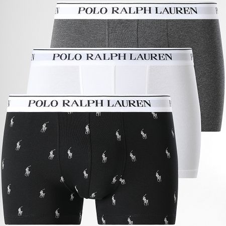 Polo Ralph Lauren - Lot De 3 Boxers Blanc Gris Anthracite Chiné Noir
