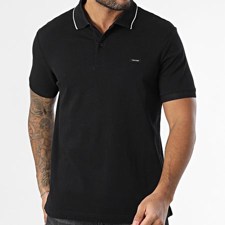 Calvin Klein - Polo manica corta Piqué Multi Tipping 4141 Nero