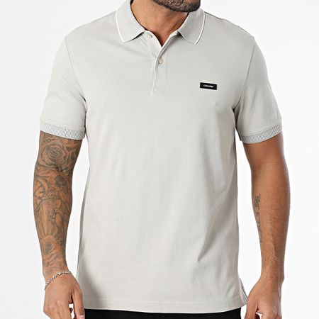 Calvin Klein - Polo manica corta Piqué Multi Tipping 4141 Grigio chiaro