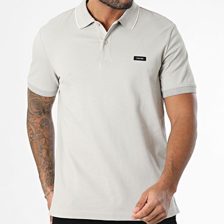 Calvin Klein - Polo manica corta Piqué Multi Tipping 4141 Grigio chiaro