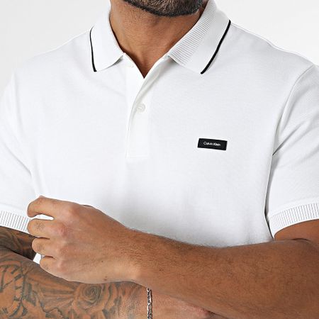 Calvin Klein - Polo manica corta Piqué Multi Tipping 4141 Bianco