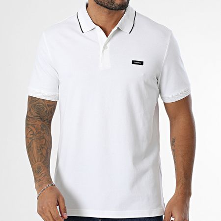 Calvin Klein - Polo manica corta Piqué Multi Tipping 4141 Bianco