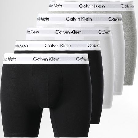 Calvin Klein - Set di 5 boxer 4395 Bianco Grigio Heather Nero