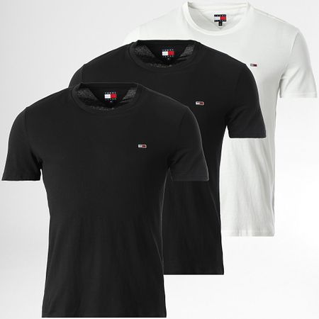 Tommy Jeans - Set di 3 camicie slim 1579 bianco nero