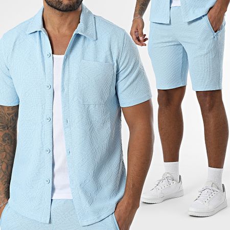 Zayne Paris  - Set camicia a maniche corte e pantaloncini da jogging Azzurro