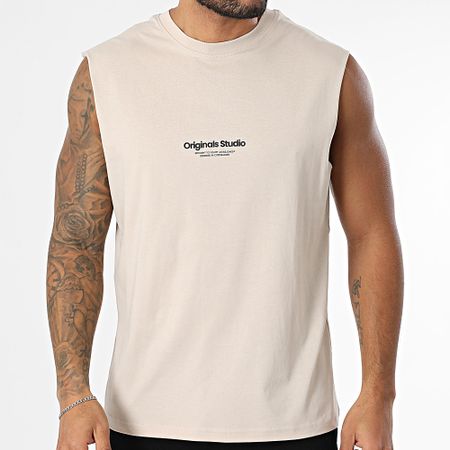 Jack And Jones - Maglietta senza maniche beige Vesterbro