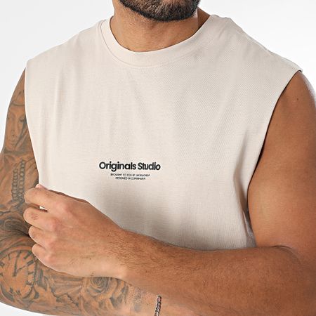 Jack And Jones - Maglietta senza maniche beige Vesterbro