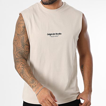 Jack And Jones - Maglietta senza maniche beige Vesterbro