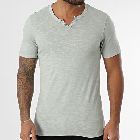 Jack And Jones - Maglietta con scollo a V a spacco Verde screziato