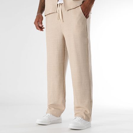 LBO - Camicia a maniche corte e set di pantaloni larghi effetto lino 1872 Beige