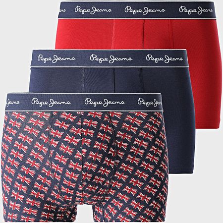 Pepe Jeans - Set di 3 boxer rosso navy PMU11178