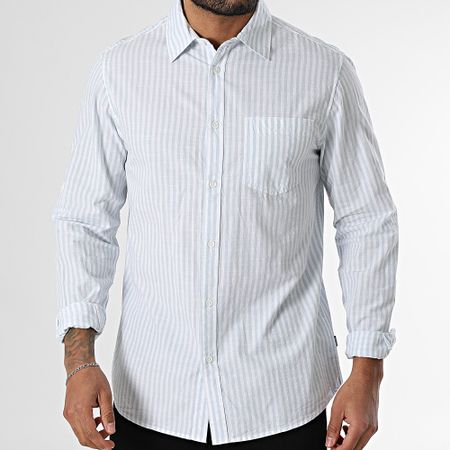 Tiffosi - Martin Camicia a righe a maniche lunghe 10060177 Bianco Azzurro